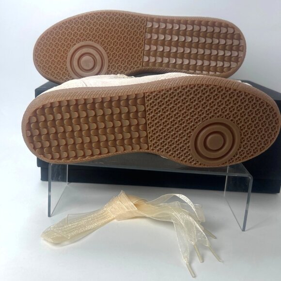 Alohas Crochet Lace Trim Sneakers Ivory Suede Shoes Women Size 37 US6.5 - Picture 9 of 11